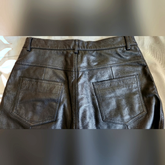 NWT  Genuine Leather Size 8 women black pants Margaret Godfrey, lined 5 pockets. - Picture 3 of 4